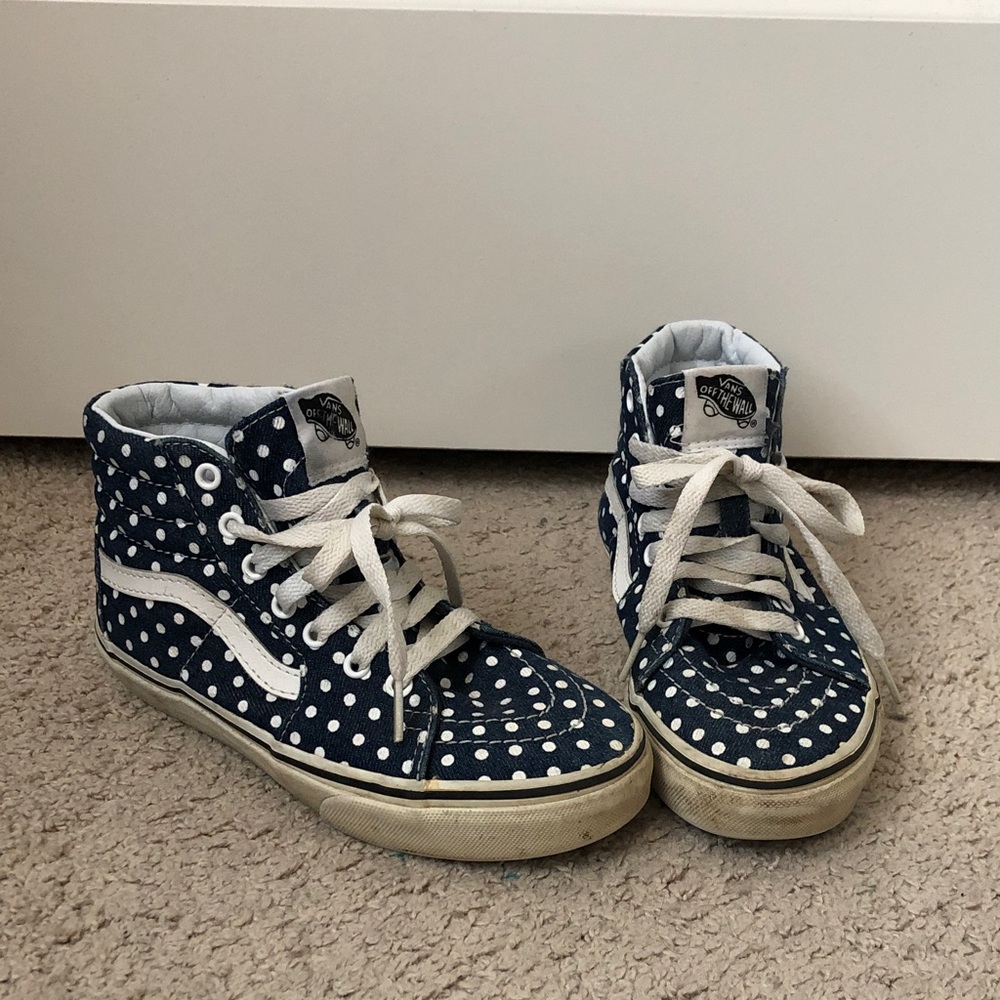Vans Kids Denim and White Polka Dot High-Top Sneakers